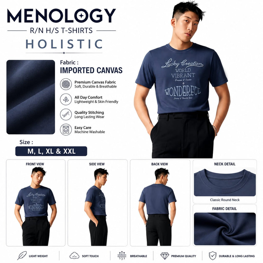 MENOLOGY Men's Round Neck Half Sleeve Graphic Printed T-Shirt | HOLISTIC | Imported Canvas Fabric | Regular Fit | Casual Wear
