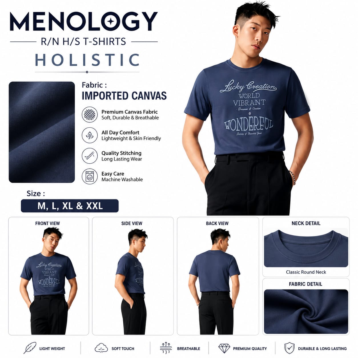 MENOLOGY Men's Round Neck Half Sleeve Graphic Printed T-Shirt | HOLISTIC | Imported Canvas Fabric | Regular Fit | Casual Wear