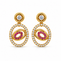 Gold-Toned White & Pink Stone-Studded Necklace and Earrings Jewellery Set for Women