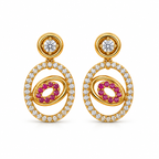 Gold-Toned White & Pink Stone-Studded Necklace and Earrings Jewellery Set for Women
