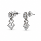 Silver-Toned AD Stone-Studded Geometric Necklace & Earrings Jewellery Set for Women