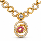 Gold-Toned White & Pink Stone-Studded Necklace and Earrings Jewellery Set for Women