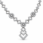 Silver-Toned AD Stone-Studded Geometric Necklace & Earrings Jewellery Set for Women