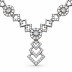 Silver-Toned AD Stone-Studded Geometric Necklace & Earrings Jewellery Set for Women