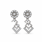 Silver-Toned AD Stone-Studded Geometric Necklace & Earrings Jewellery Set for Women