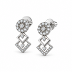 Silver-Toned AD Stone-Studded Geometric Necklace & Earrings Jewellery Set for Women
