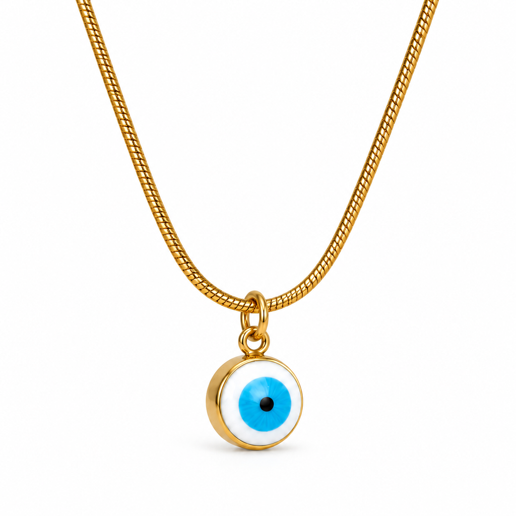 Gold-Toned Evil Eye Pendant Necklace for Women