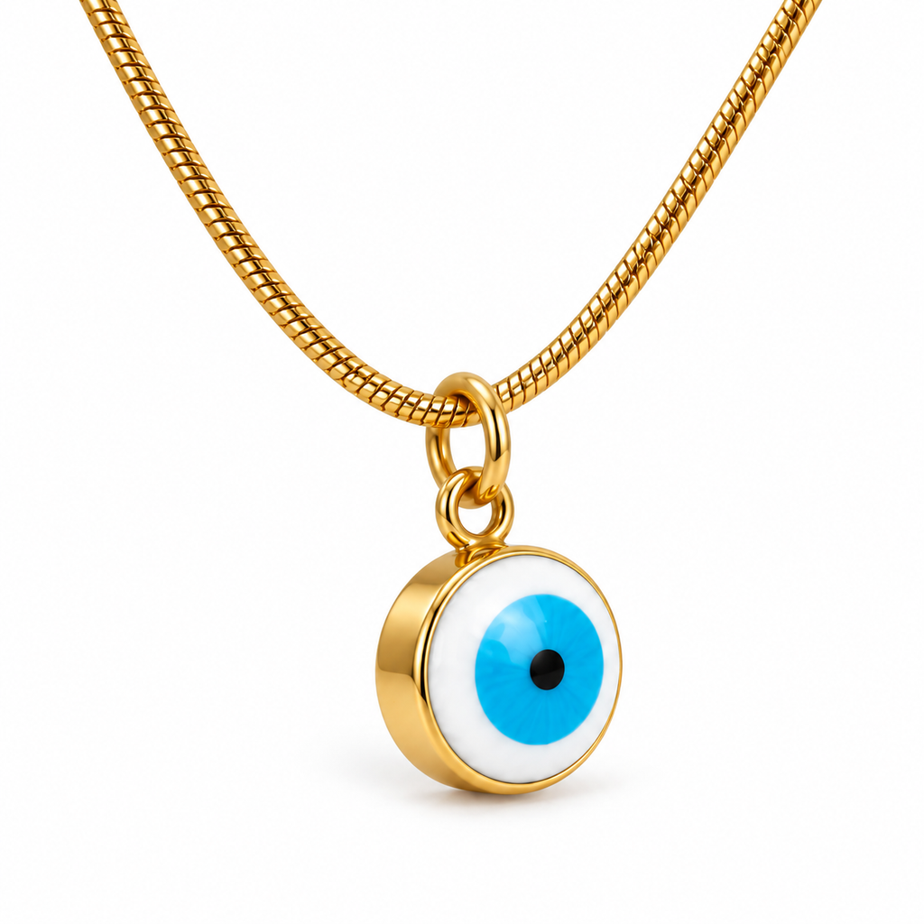 Gold-Toned Evil Eye Pendant Necklace for Women