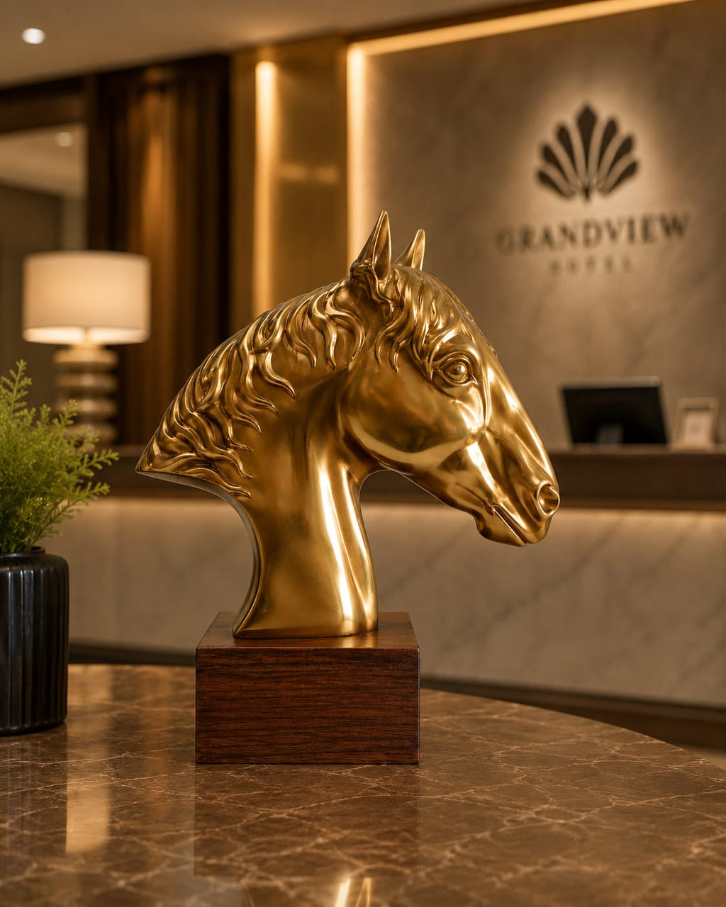 Triivvayu Majestic Horse Brass Bust Luxury Home Office Equestrian Decor