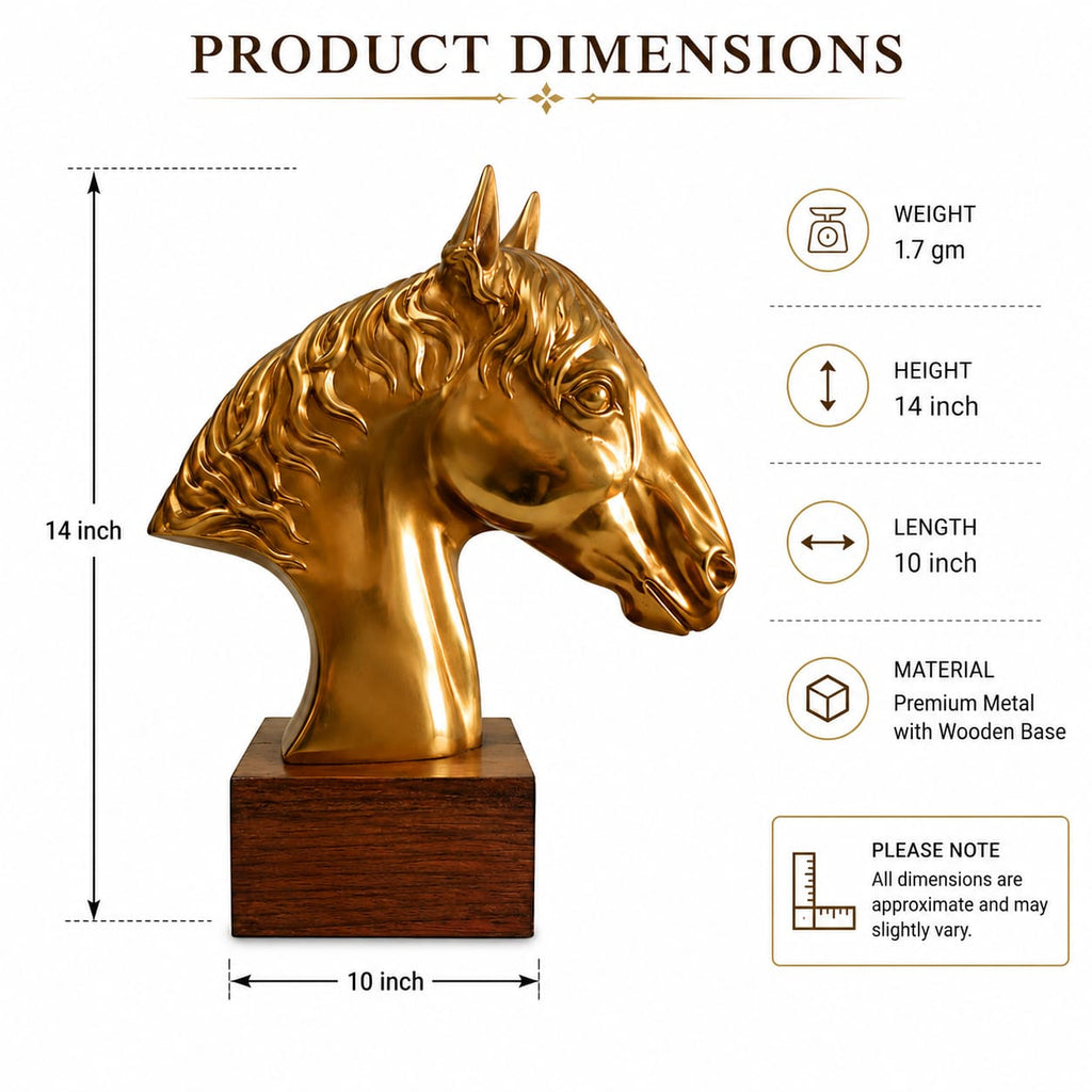 Triivvayu Majestic Horse Brass Bust Luxury Home Office Equestrian Decor
