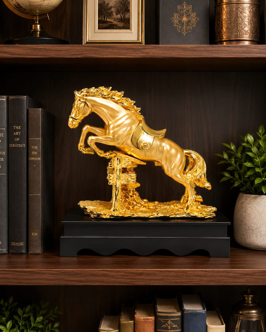 Beautifully crafted Golden Jumping Horse Showpiece