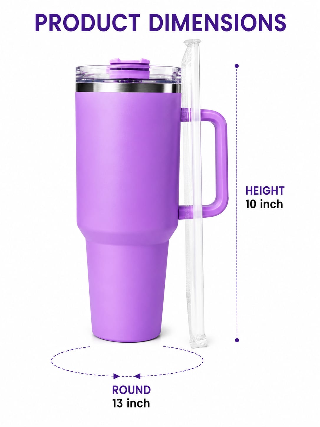 1 ltr Purple Stainless Steel Vacuum Insulated Tumbler, with Straw and Handle  ..