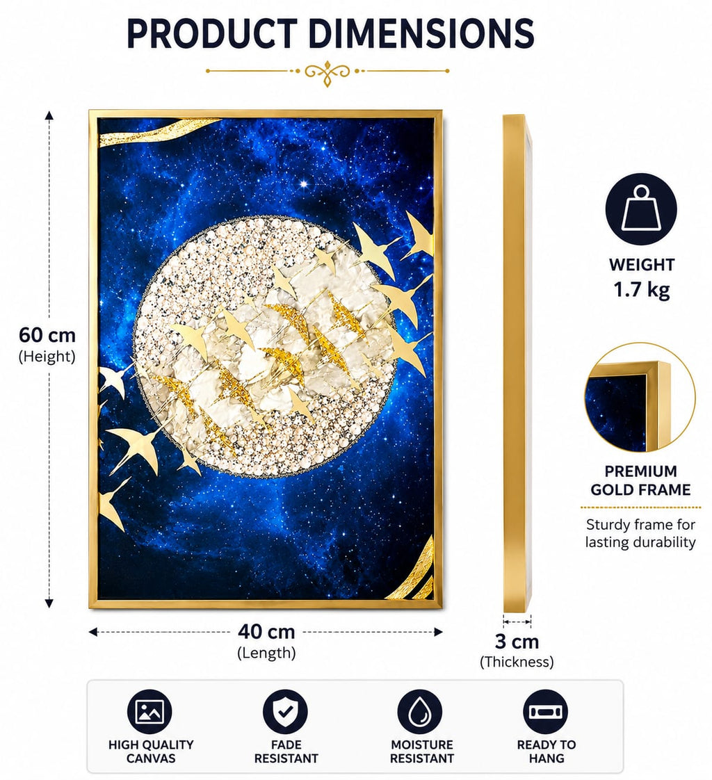 Wall Art Print Night Sky Golden Moon and Bird Européen ...