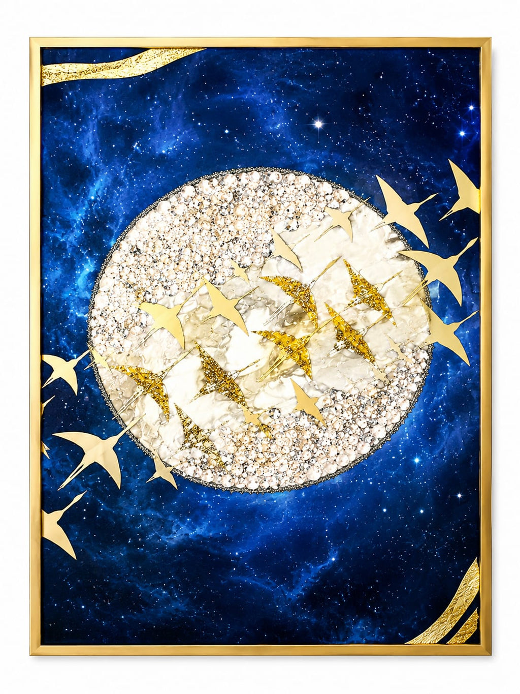Wall Art Print Night Sky Golden Moon and Bird Européen ...