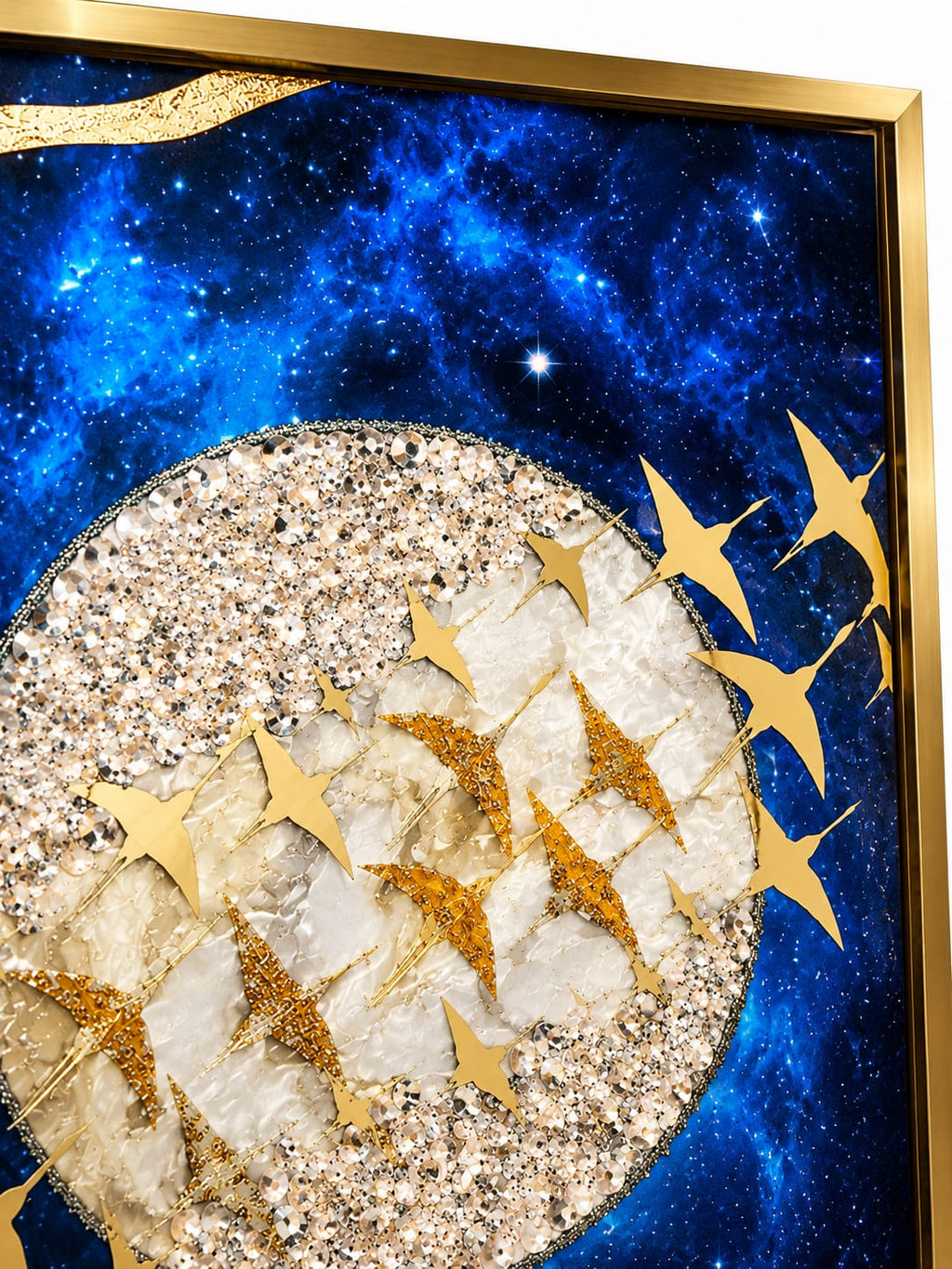 Wall Art Print Night Sky Golden Moon and Bird Européen ...