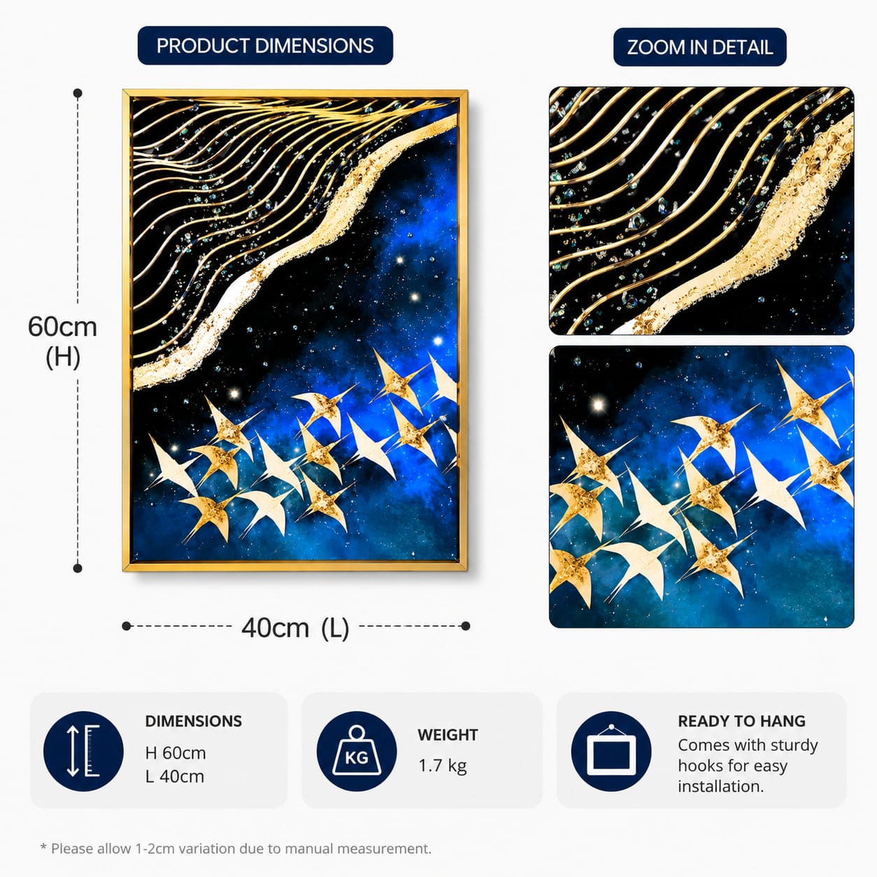 Yooyu Luxury Wall Art Moon Golden Birds Mountain Canvas ...