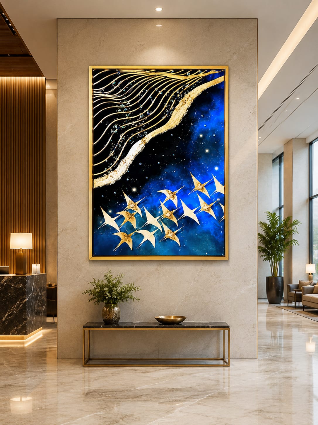 Yooyu Luxury Wall Art Moon Golden Birds Mountain Canvas ...