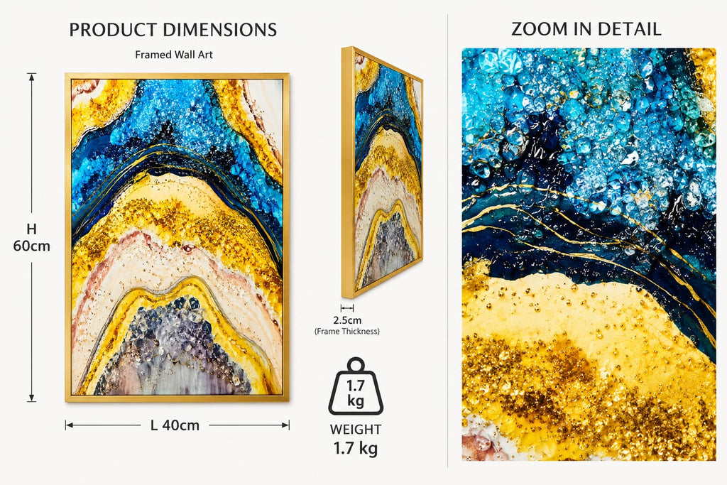 Buy Gold and Blue Marble Fluid Art Vinyl Wallpaper - Large ...