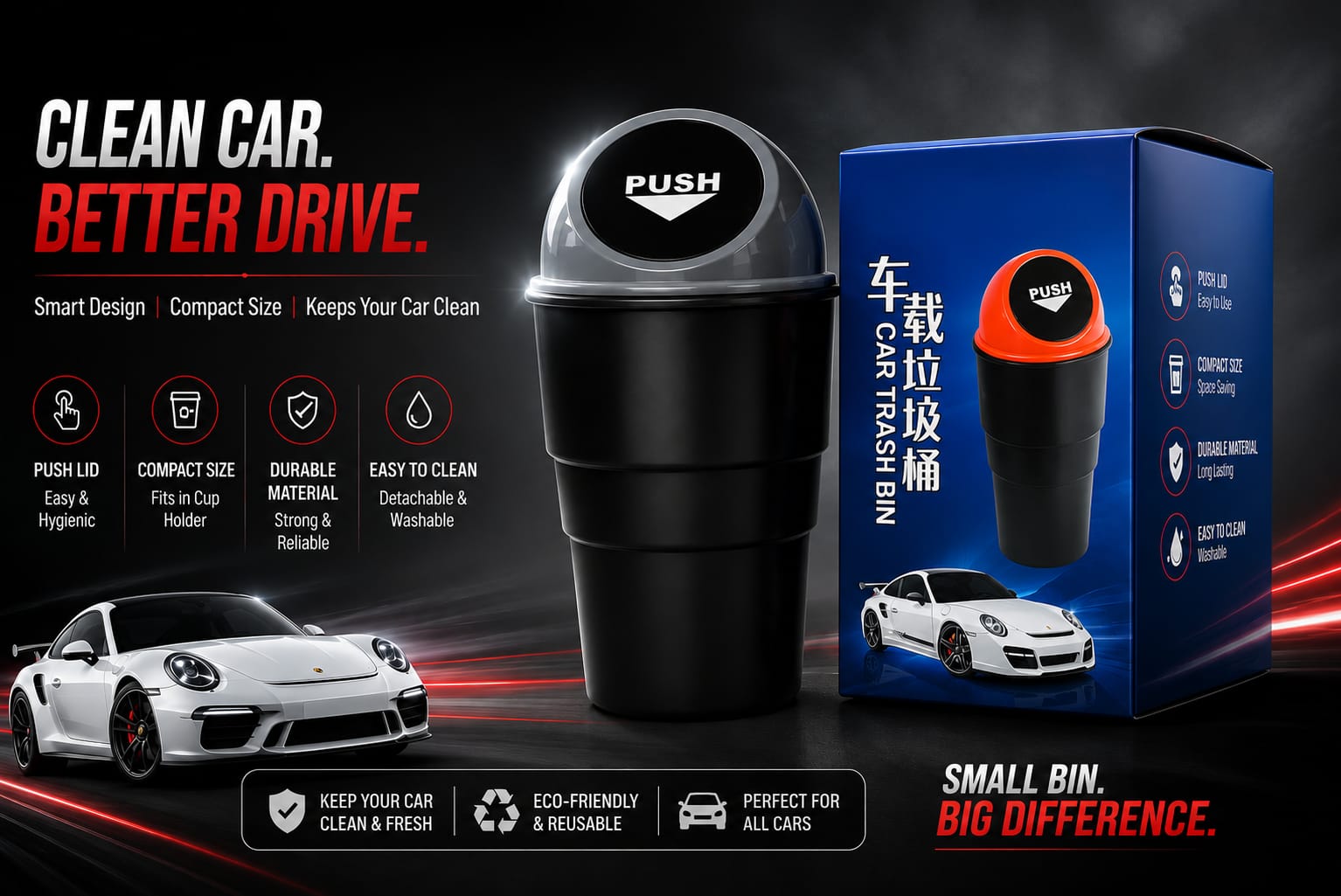 MOTOZOOP Car Dustbin Garbage Can Car Trash Bin
