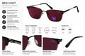 Ben Hunt Polarized S for Men & Women Sunglasses| 100% UV400 Protection Anti Glare Sunglasses | Semi-Rimless Browline | Premium Stylish Spectacles | Gradient Lens | Medium