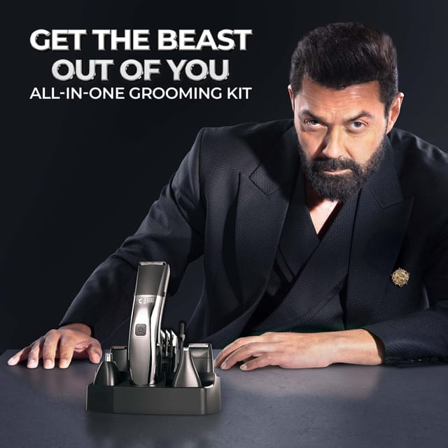 BEARDO Chrome Beast Grooming Kit Multipurpose, Full Body Groomer Trimmer 90 min  Runtime 40 Length Settings (Black, Silver)
