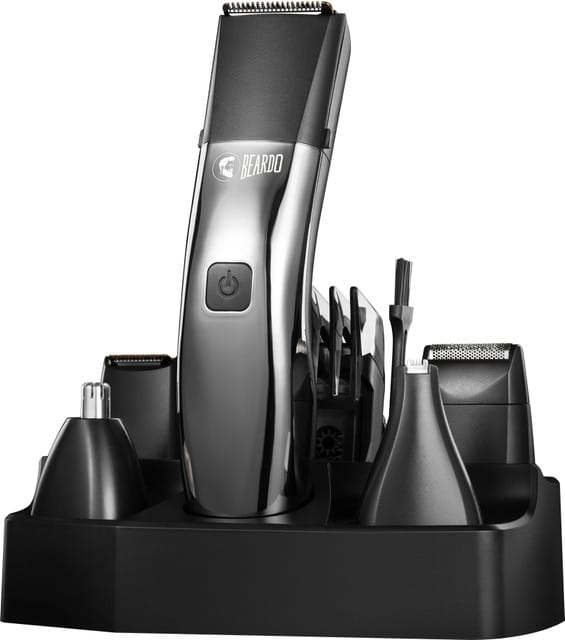 BEARDO Chrome Beast Grooming Kit Multipurpose, Full Body Groomer Trimmer 90 min  Runtime 40 Length Settings (Black, Silver)