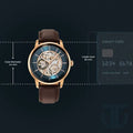 blue dial brown leather strap watch for men