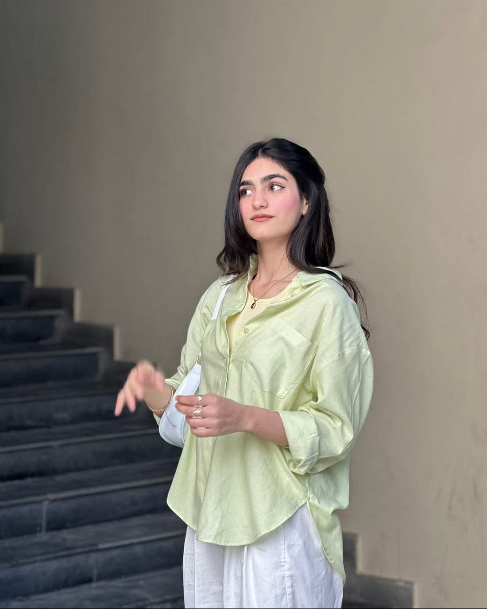 lime mist pure cotton button down shirt