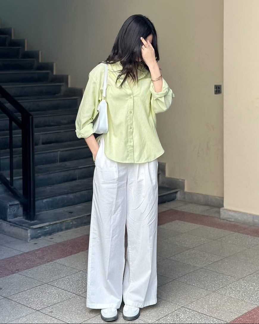 lime mist pure cotton button down shirt