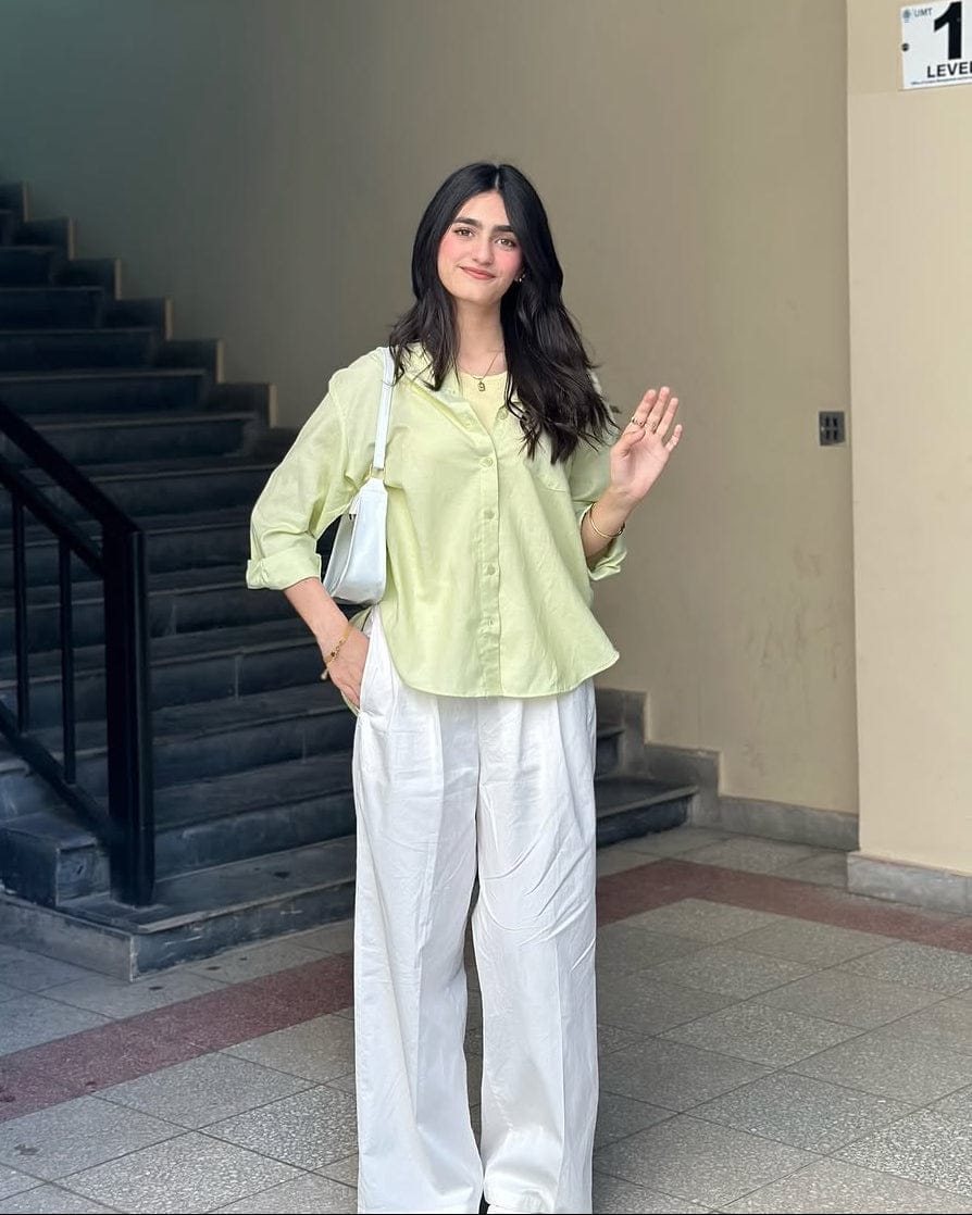 lime mist pure cotton button down shirt
