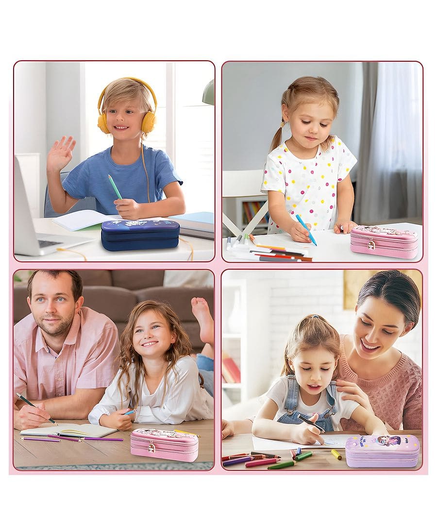3D rabbit print double layer EVA pencil case for kids