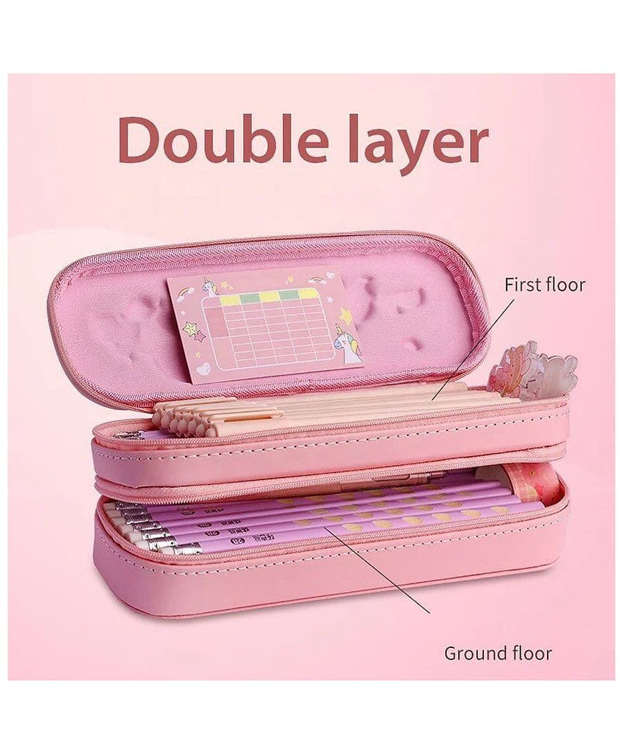 3D rabbit print double layer EVA pencil case for kids