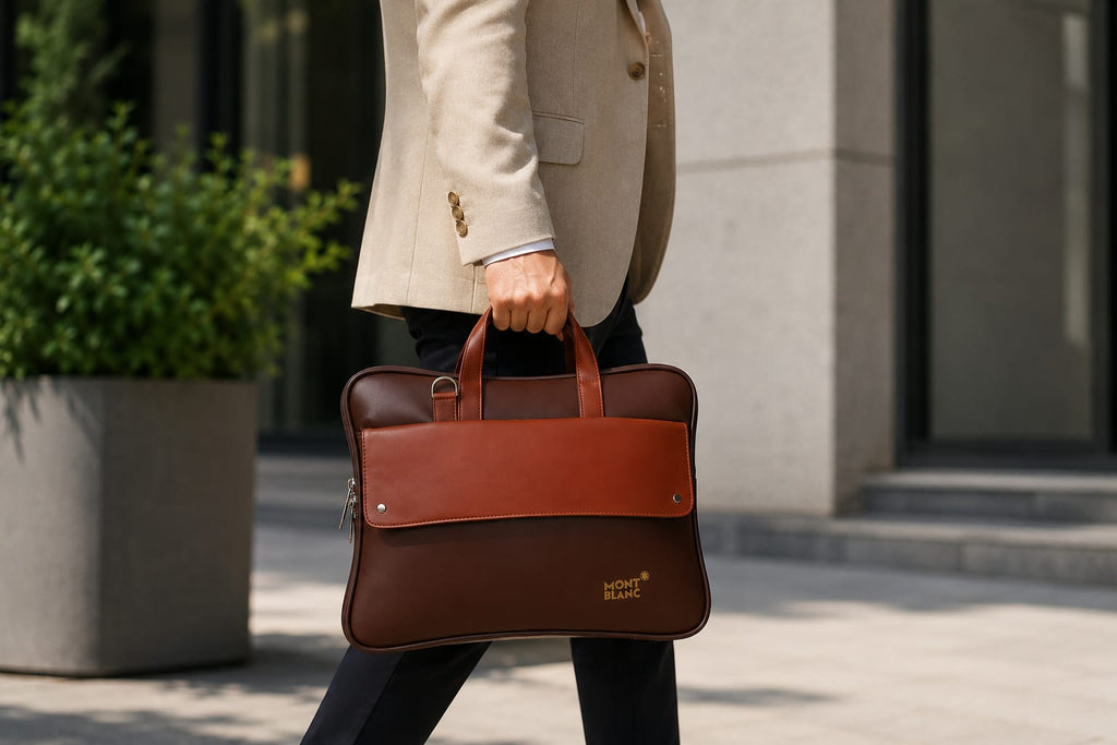Premium Leather Laptop Briefcase for Men | Office Messenger Bag | Business Handbag