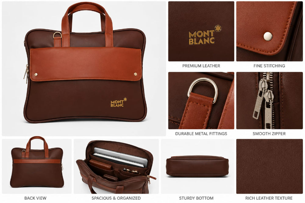 Premium Leather Laptop Briefcase for Men | Office Messenger Bag | Business Handbag