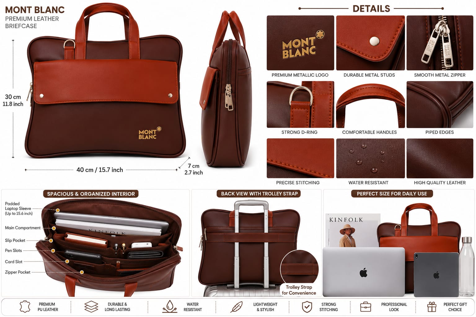 Premium Leather Laptop Briefcase for Men | Office Messenger Bag | Business Handbag