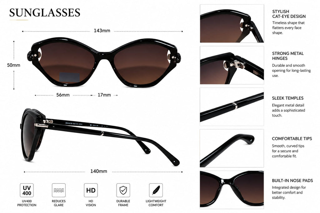 Style with the ANS BILLION Women's Cat Eye Sunglasses.