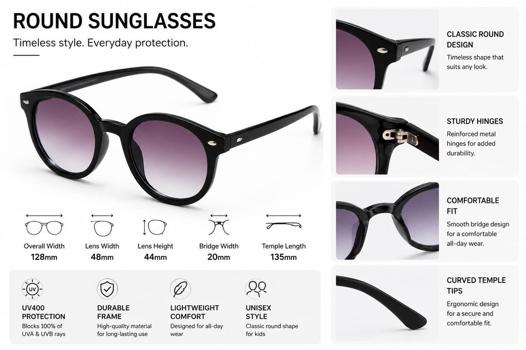 ANS BILLION Kids Round Sunglasses.