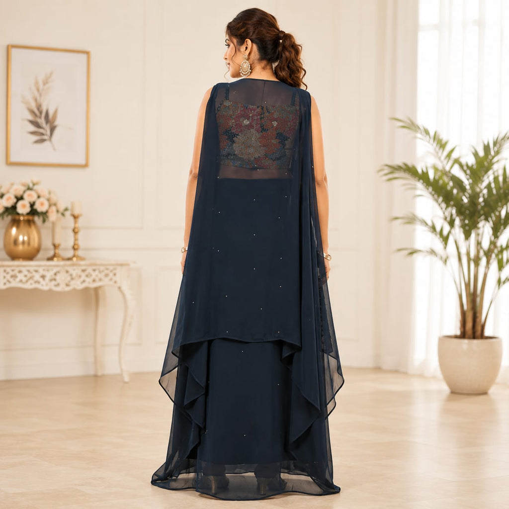 Women's Designer Floral Embroidered Lehenga Set with Cape Jacket
