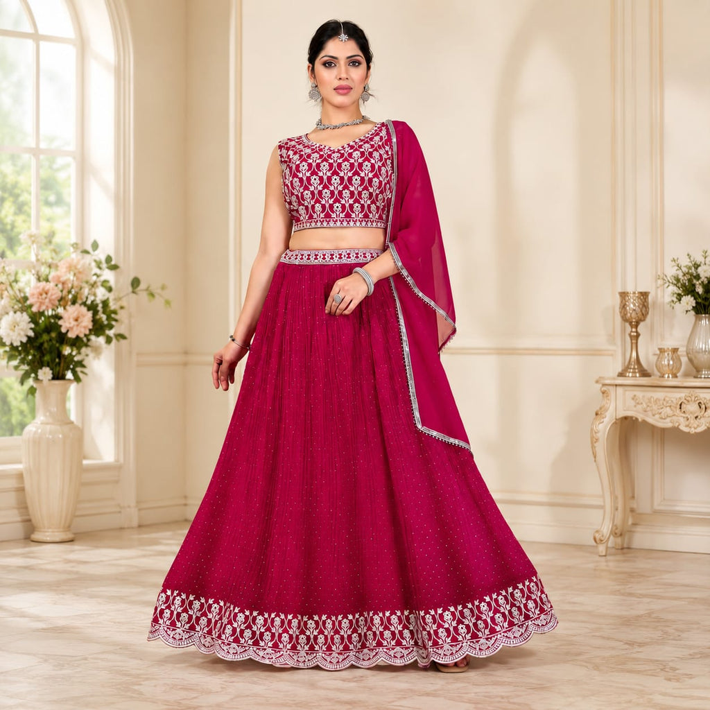 Women's Designer Embroidered Lehenga Choli with Dupatta – Party &amp; Wedding Wear