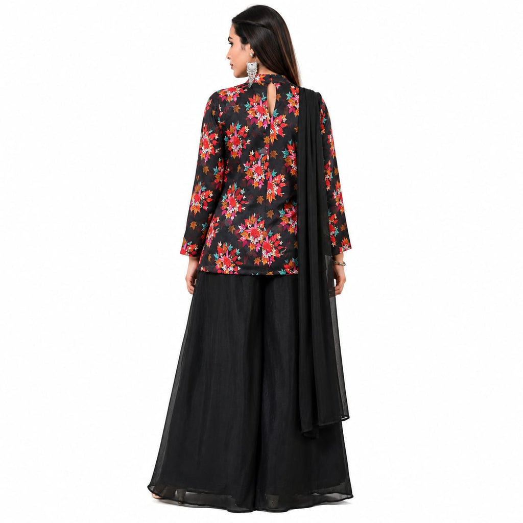 Women's Floral Printed Kurta with Palazzo &amp; Dupatta Set | Round Neck Ethnic Wear |