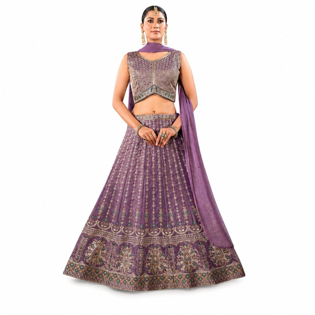 Women's Premium Embroidered Purple Lehenga Choli with Dupatta | Wedding, Bridal &amp; Festive Wear
