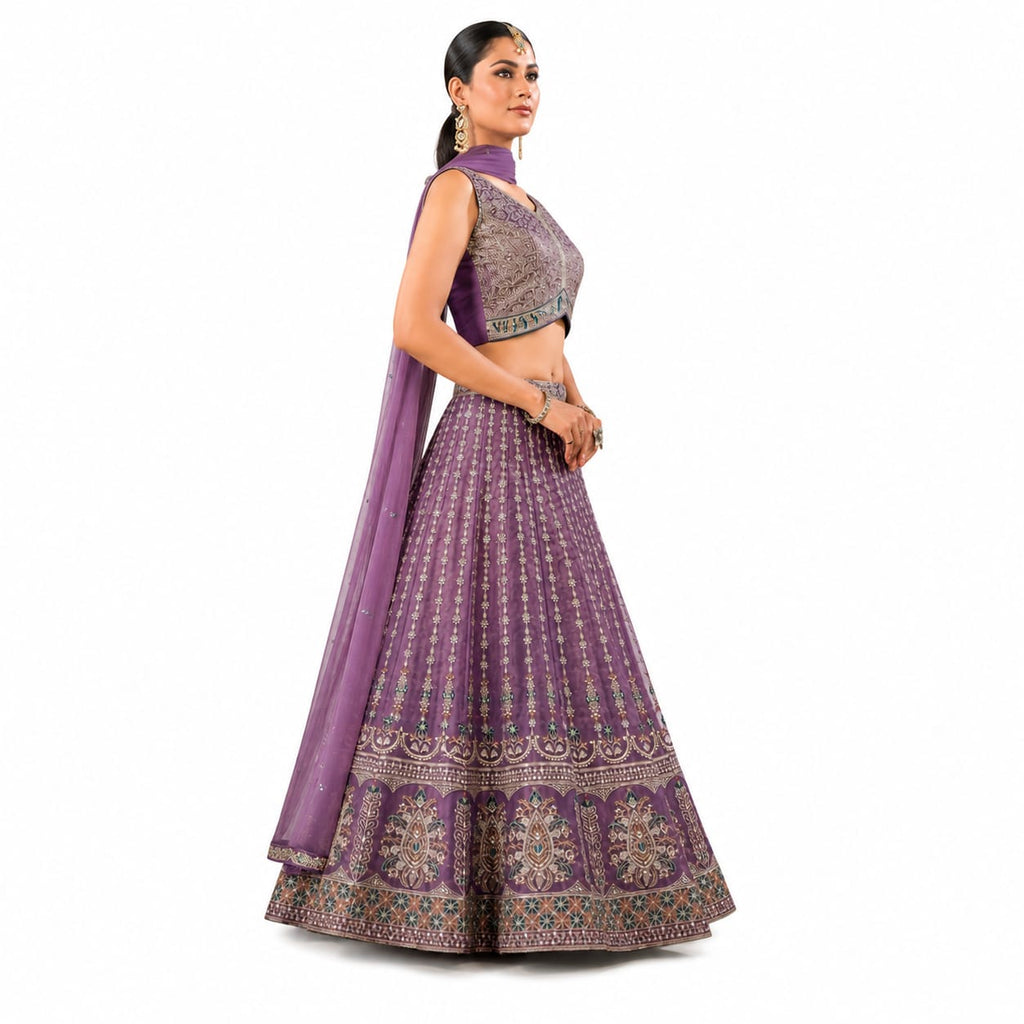 Women's Premium Embroidered Purple Lehenga Choli with Dupatta | Wedding, Bridal &amp; Festive Wear