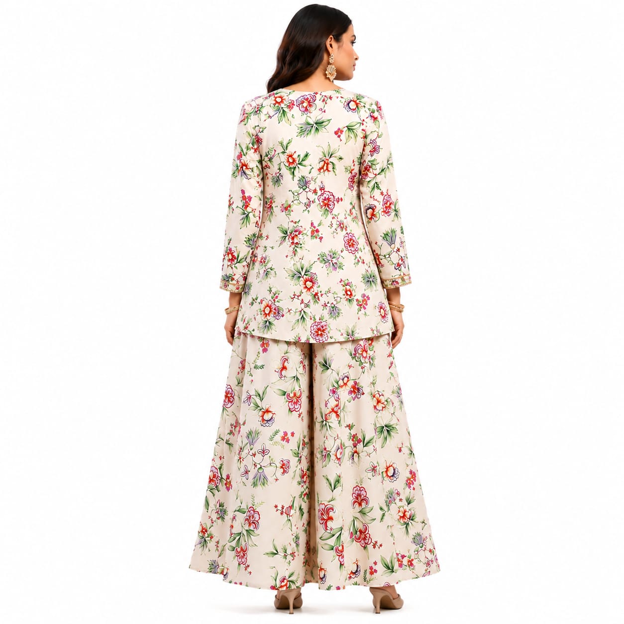 Premium Women's Floral Printed Co-Ord Set with Jacket &amp; Palazzo Pants