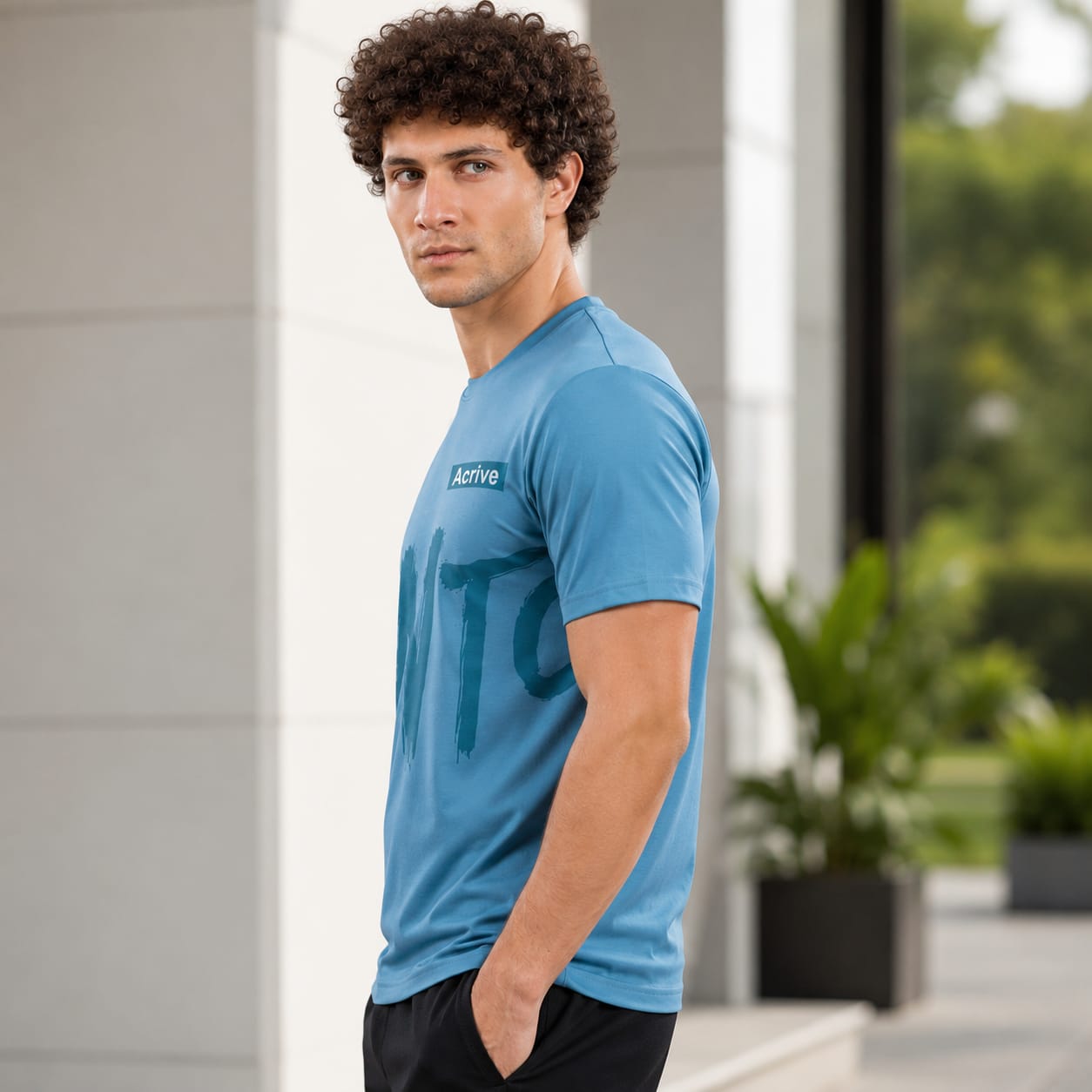 HS Round Neck Street Wear Printed T-Shirt for Men