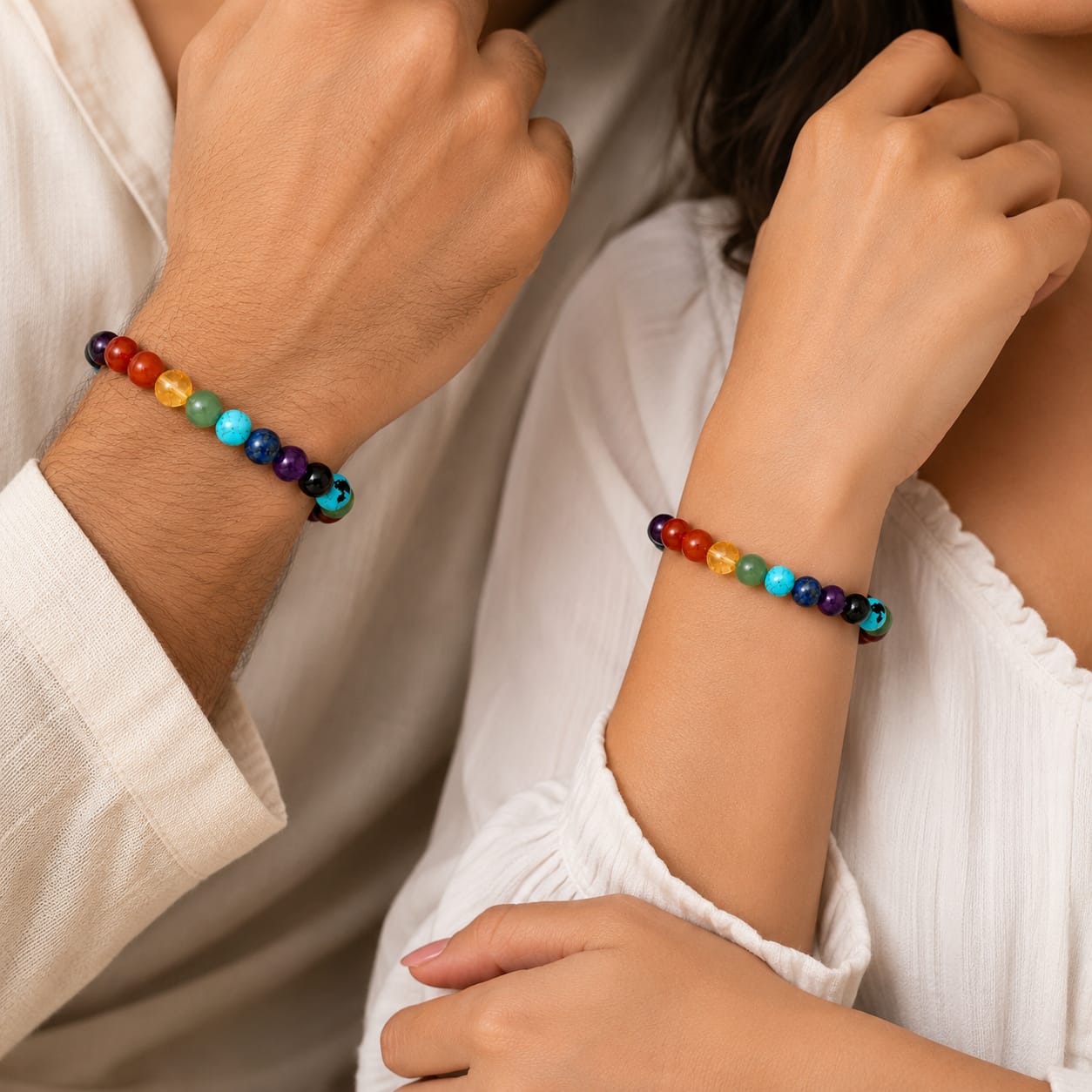 Natural Seven Chakra Bracelet for Men &amp; Women