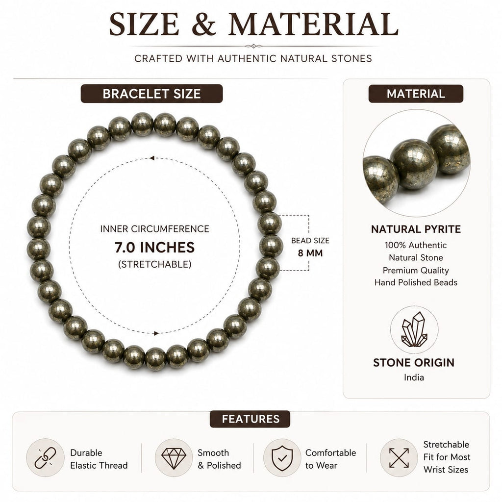 ANS BILLION Natural Pyrite Bracelet for Men &amp; Women
