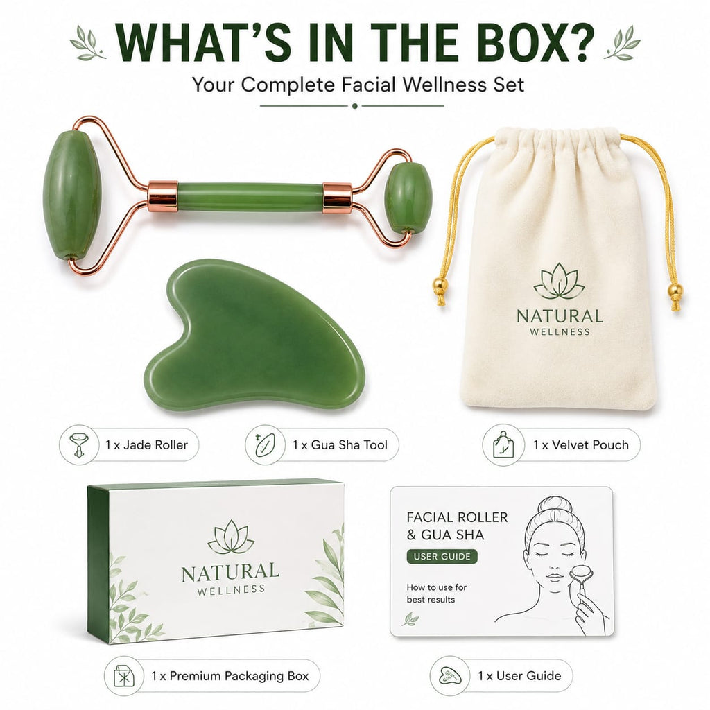 Premium Jade Roller &amp; Gua Sha Set for Face Massage