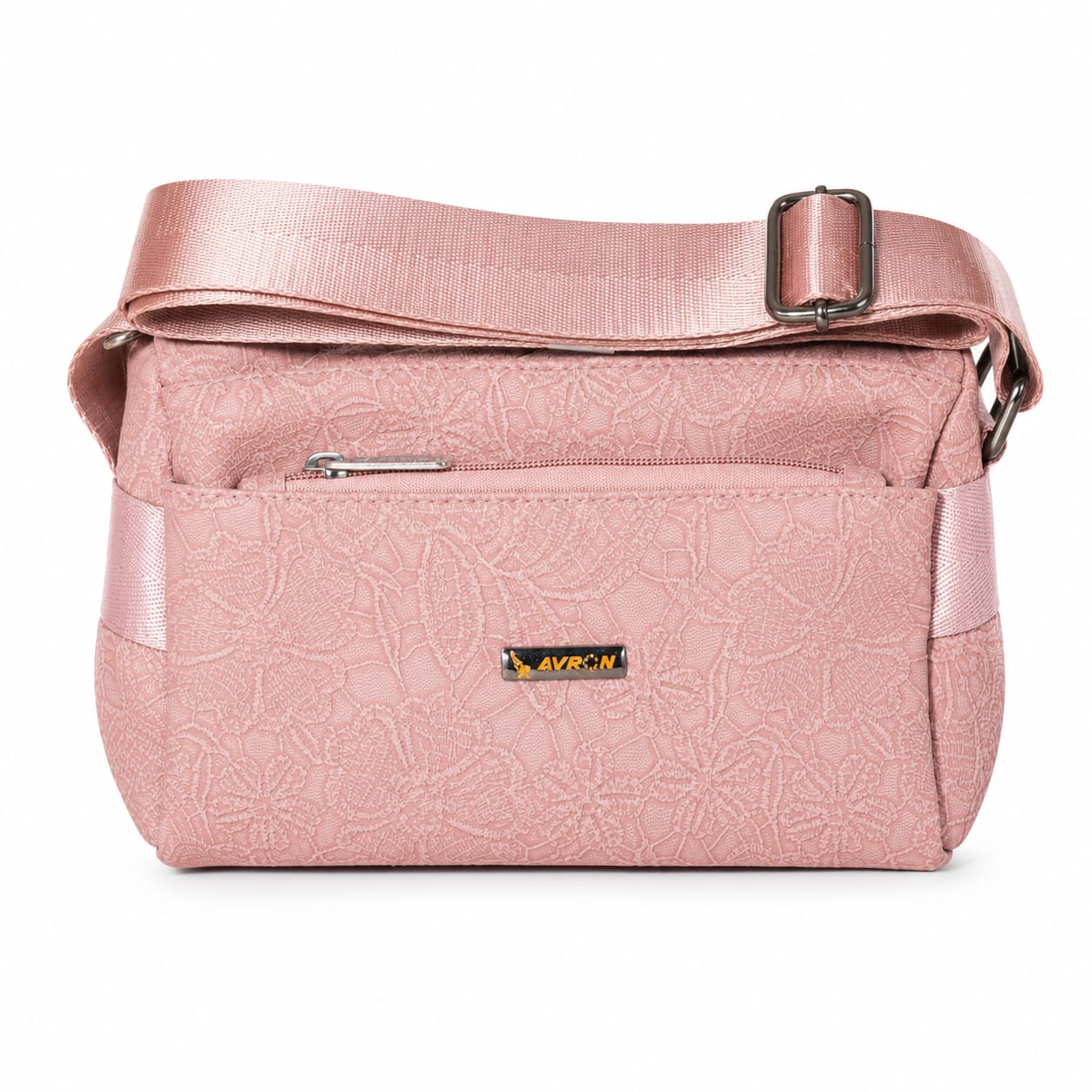 Women's Crossbody Sling Bag | Premium Textured PU Leather Shoulder Bag | Adjustable Strap | Lightweight Multi-Pocket Travel & Daily Use Handbag | Pink Bullet Points