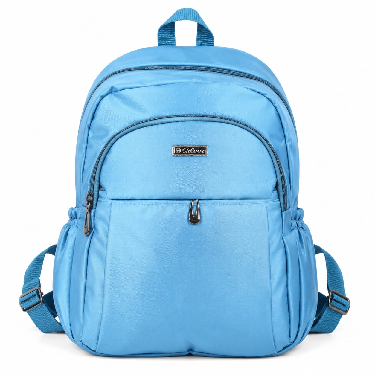 Silver Lightweight Backpack for Women & Girls | Water Resistant Casual Daypack | Spacious Multi-Compartment Travel, College & Office Bag | Sky Blue