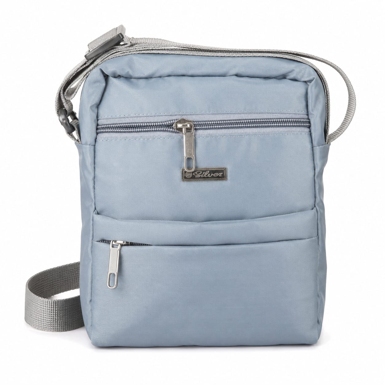 SILVER Crossbody Sling Bag for Men & Women | Lightweight Water-Resistant Shoulder Bag | Multiple Zip Compartments | Adjustable Strap | Sky Blue Brand